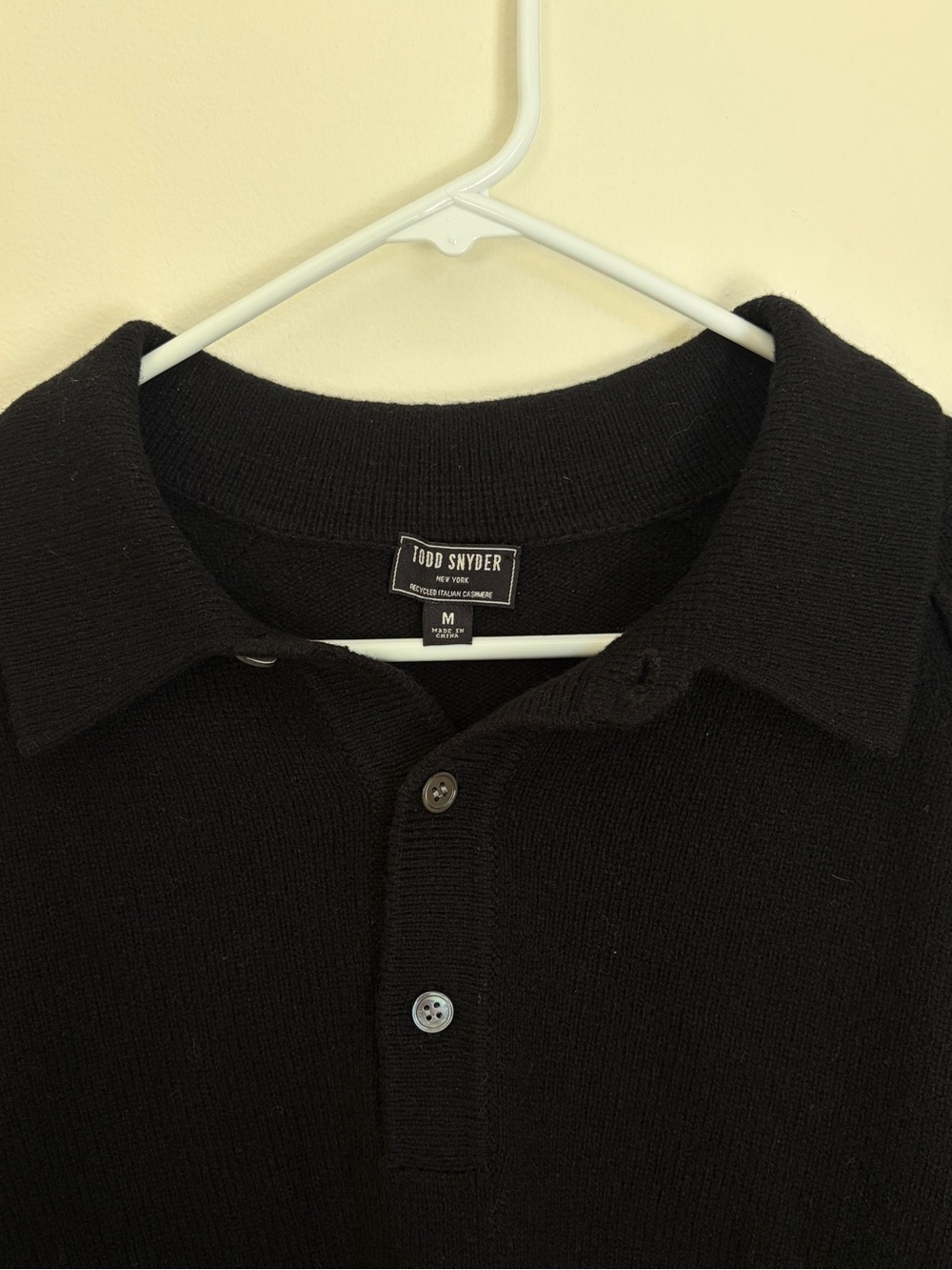 Todd Snyder Black Polo Knit Sweater - Picture 2 of 4